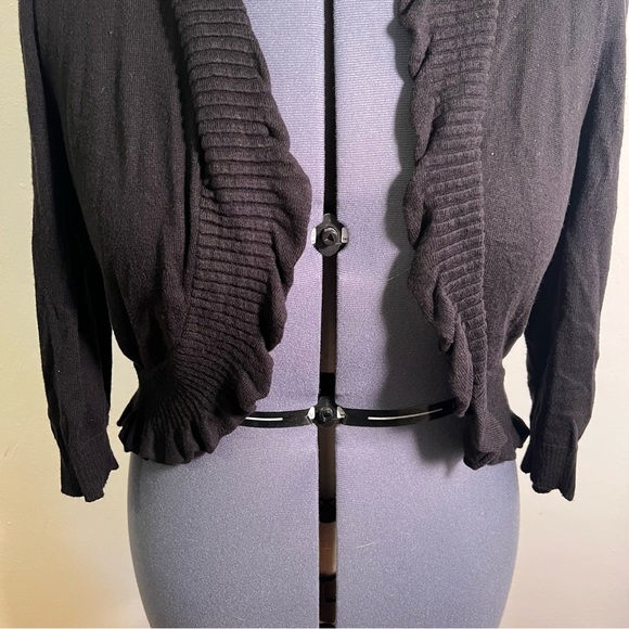 Worthington Open Front Bolero Cardigan Black Ruffle XL - Picture 4 of 9